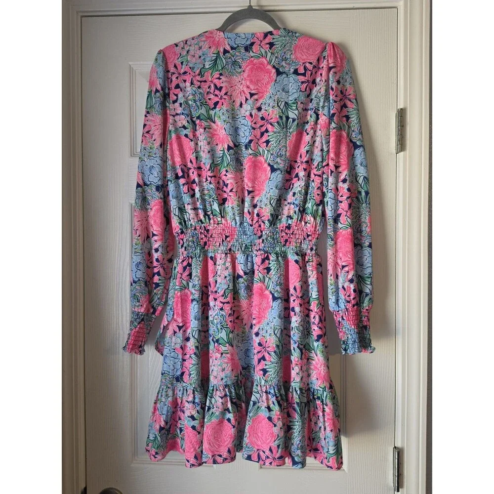 NWOT Lilly Pulitzer Cristiana Dress Oyster Bay Navy Always Be Blooming Size 8! - Picture 4 of 8